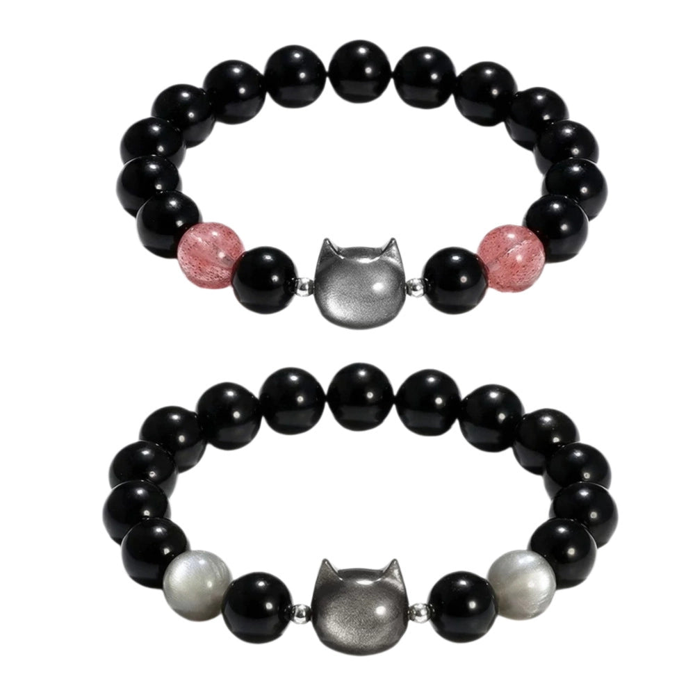 Cute Cat Beaded Relationship Bracelets For Couples