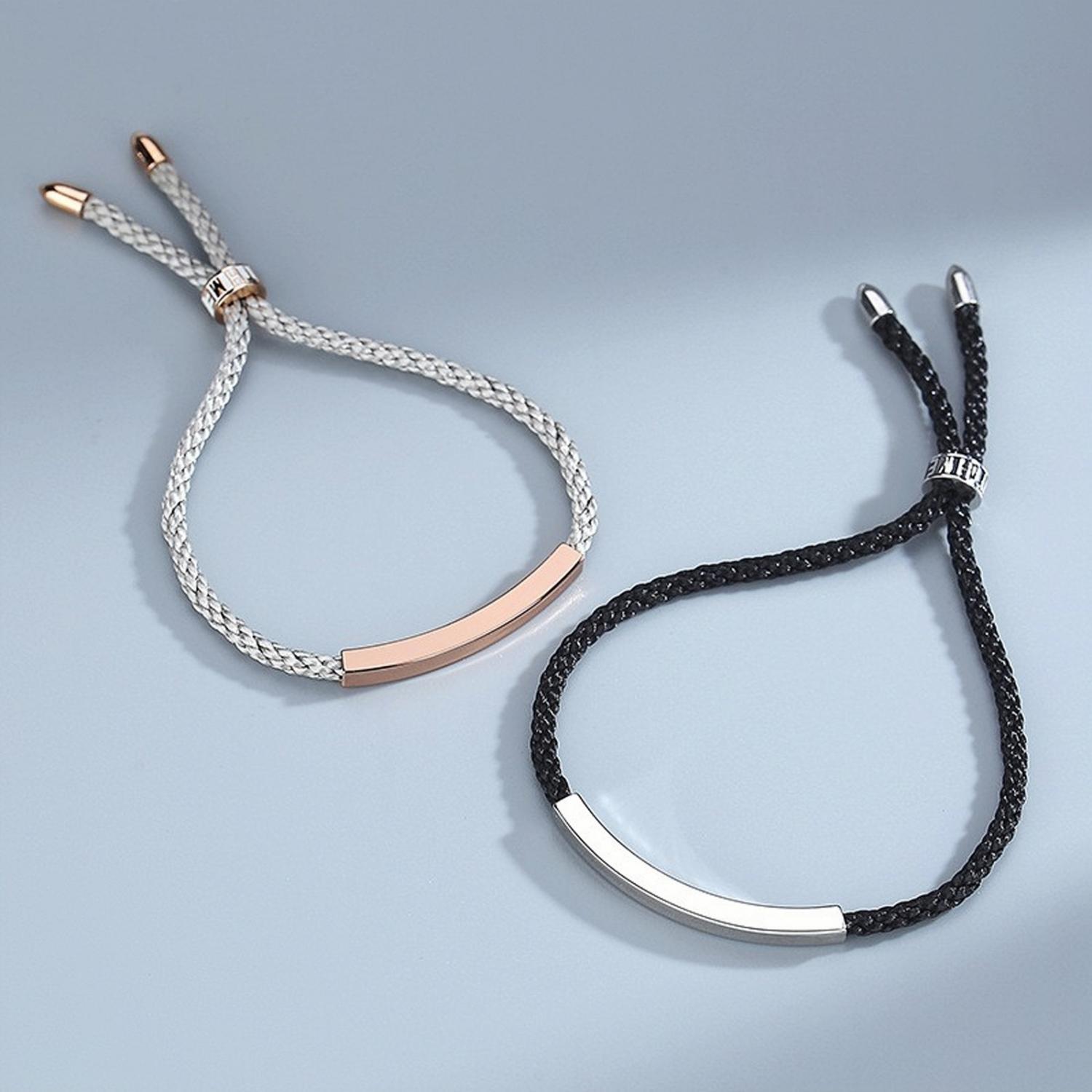 bimg_225_1 Engravable Simple Matching Charm Bracelets For Couples In Sterling Silver