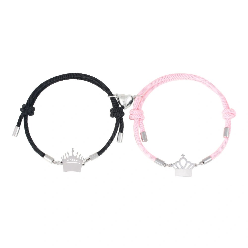 bimg_234_0 Engravable King And Queen Magnetic Matching Heart Couples Bracelets