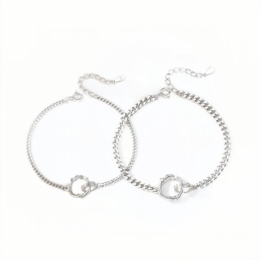 Unique Thorn Knot Matching Couple Bracelets In Sterling Silver