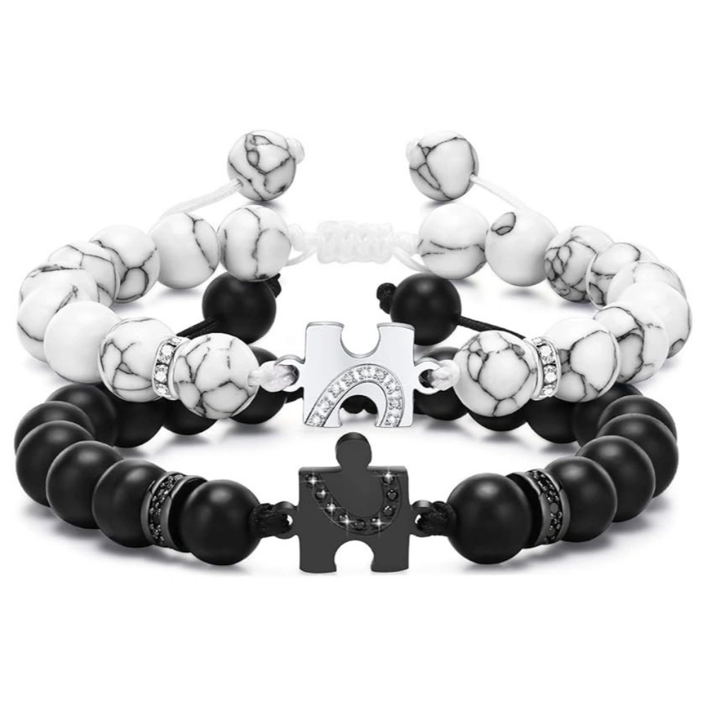 bimg_238_0 Engravable Matching Heart Charm Beaded Bracelets For Couples