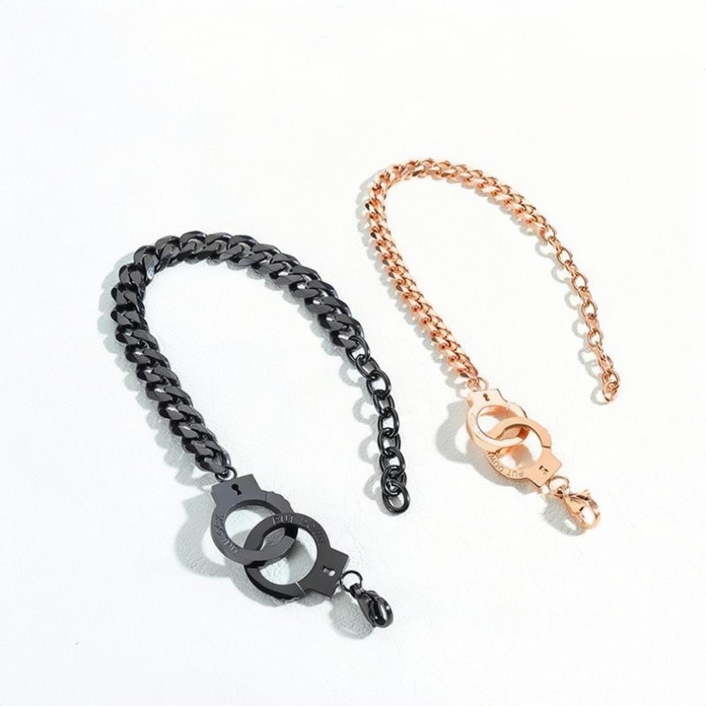 Unique Handcuffs Matching Bracelets For Couples In Titanium