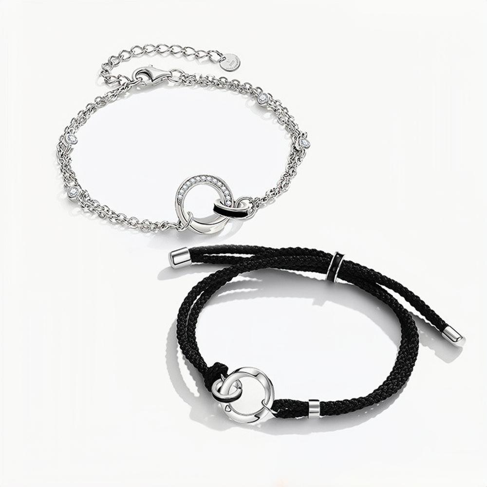 Unique Infinity Knot Matching Couple Bracelets In Sterling Silver