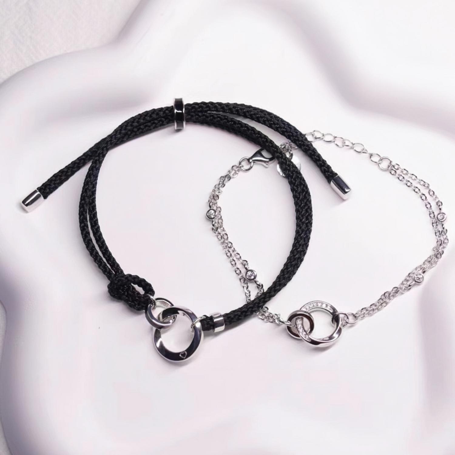 Unique Infinity Knot Matching Couple Bracelets In Sterling Silver