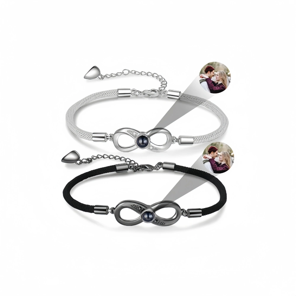 bimg_241_0 Engravable Magnetic Heart Infinity Photo Projection Couple Bracelets