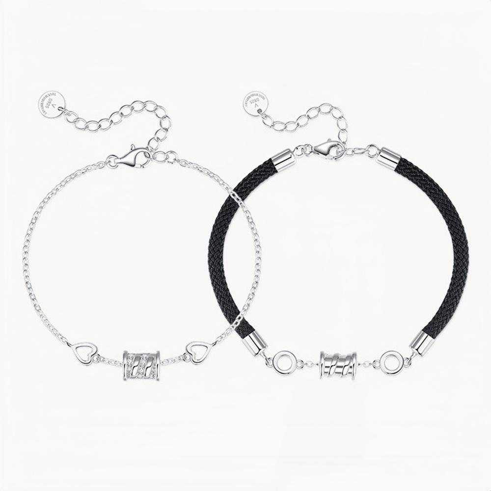 Unique Matching Couple Bracelets In Sterling Silver