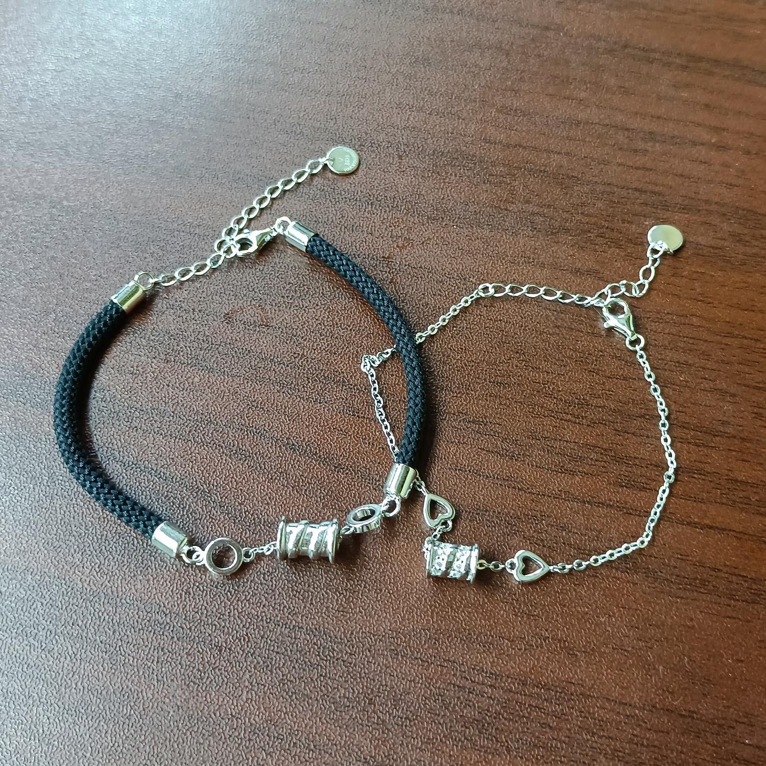 Unique Matching Couple Bracelets In Sterling Silver