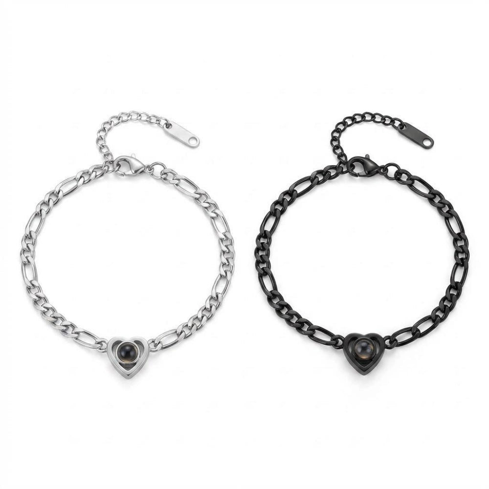 bimg_246_0 Matching Heart Photo Projection Bracelets For Couples In Titanium