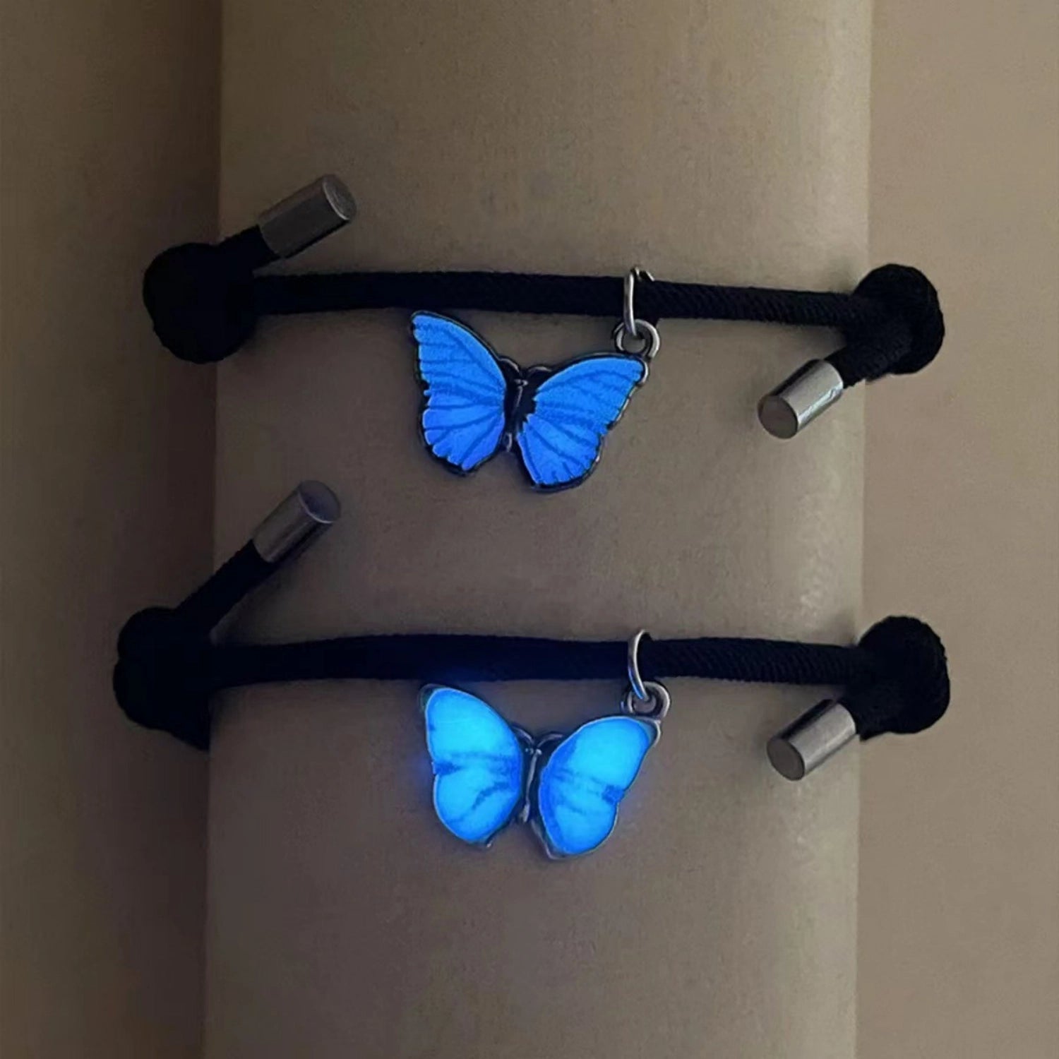 Magnetic Heart Glow In The Dark Butterfly Couple Charm Bracelets