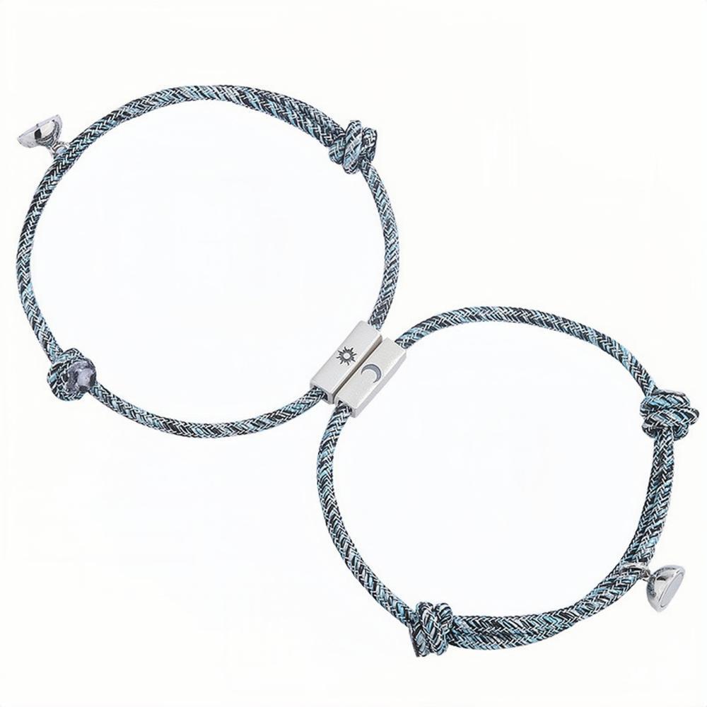 bimg_251_0 Sun And Moon Matching Charm Magnetic Bracelet For Couples In Sterling Silver