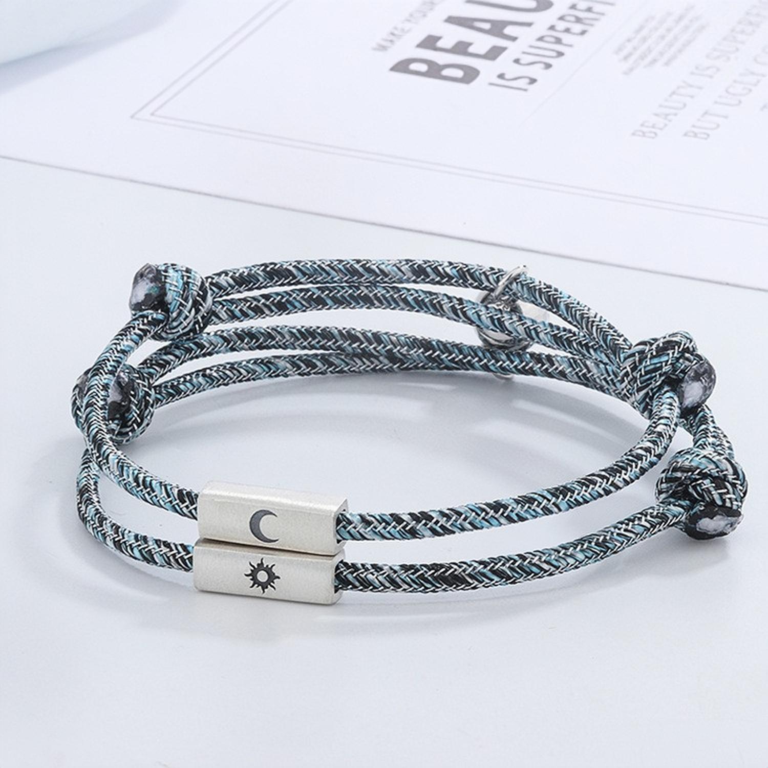 bimg_251_1 Sun And Moon Matching Charm Magnetic Bracelet For Couples In Sterling Silver