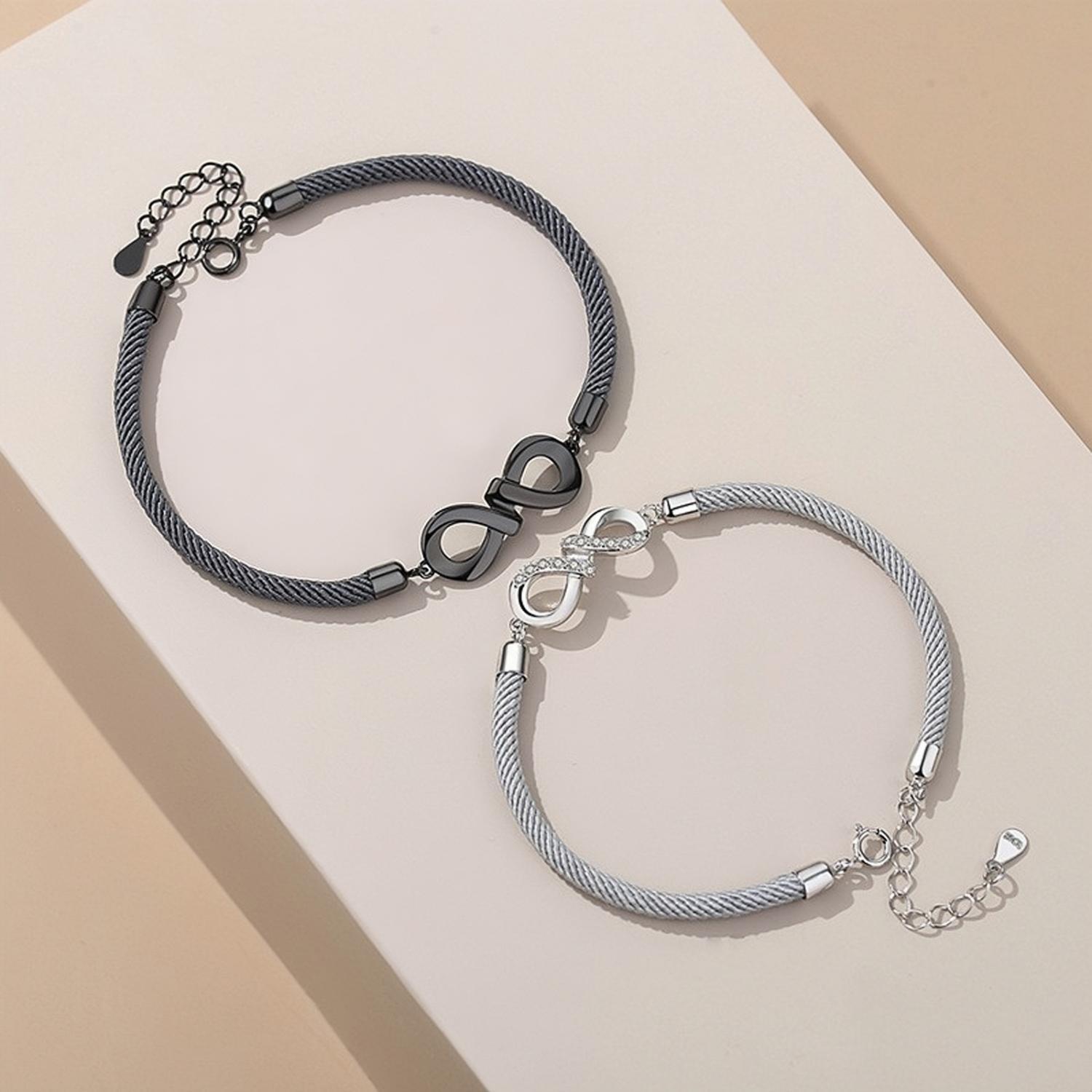 Unique Infinity Charm Bracelets For Couples In Sterling Silver
