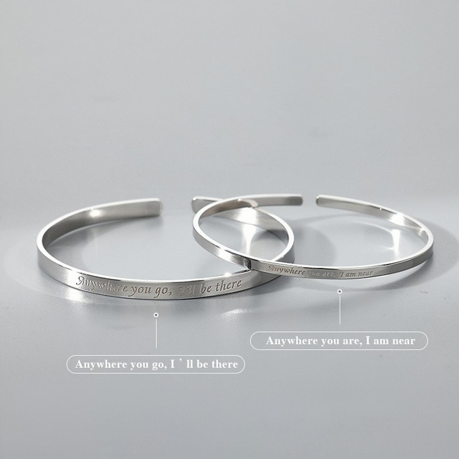 Engravable I'll Be There Matching Bangles For Couples In Sterling Silver