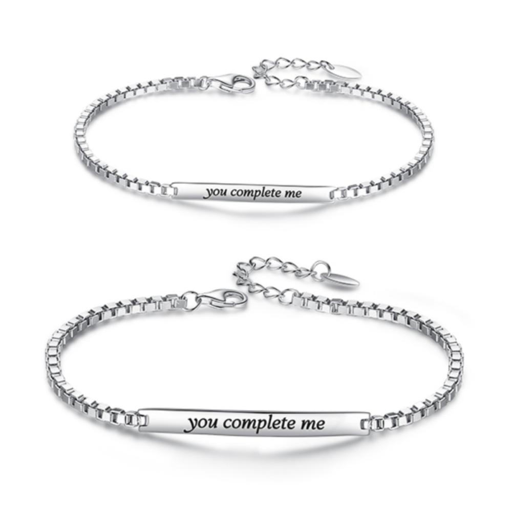 Unique You Complete Me Matching Charm Bracelets For Couples In Sterling Silver