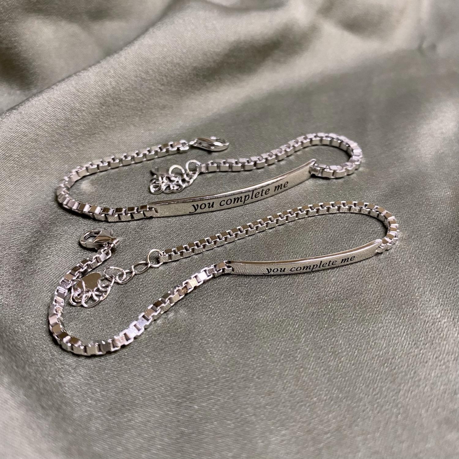Unique You Complete Me Matching Charm Bracelets For Couples In Sterling Silver
