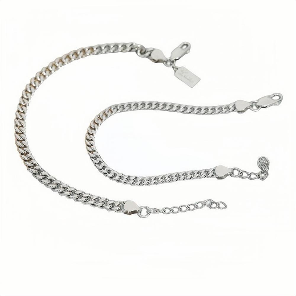 bimg_259_0 Simple Cuban Chain Bracelets For Couples In Sterling Silver