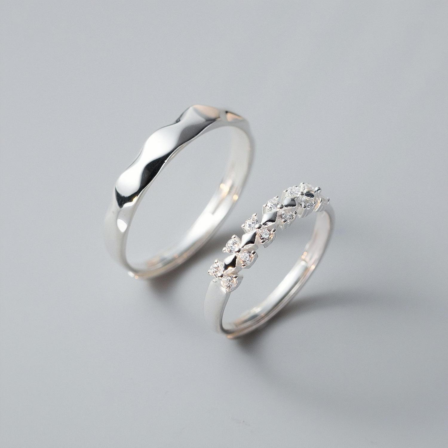 Adjustable Infinity Love Promise Rings For Couples In Sterling Silver