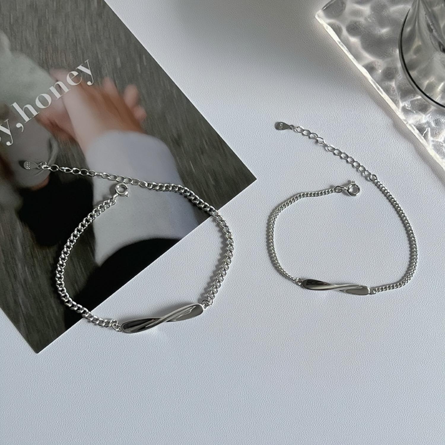 Engravable Matching Infinity Couple Bracelets In Sterling Silver