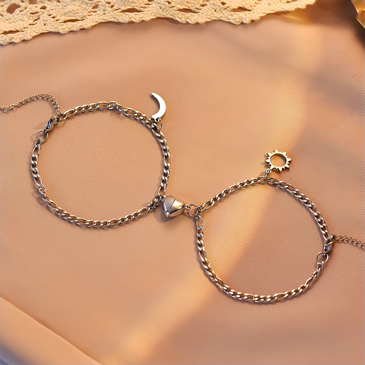 bimg_275_1 Sun And Moon Magnetic Heart Matching Charm Bracelets In Titanium