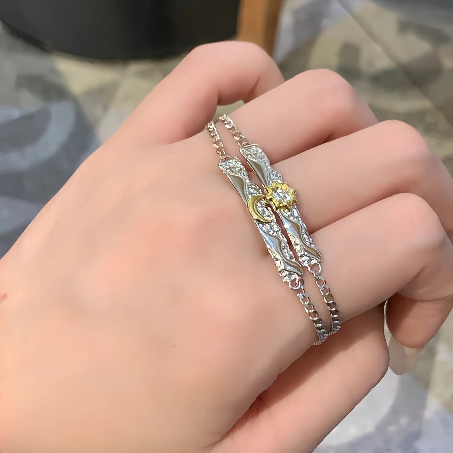 Sun And Moon Matching Charm Bracelets For Couples In Sterling Silver