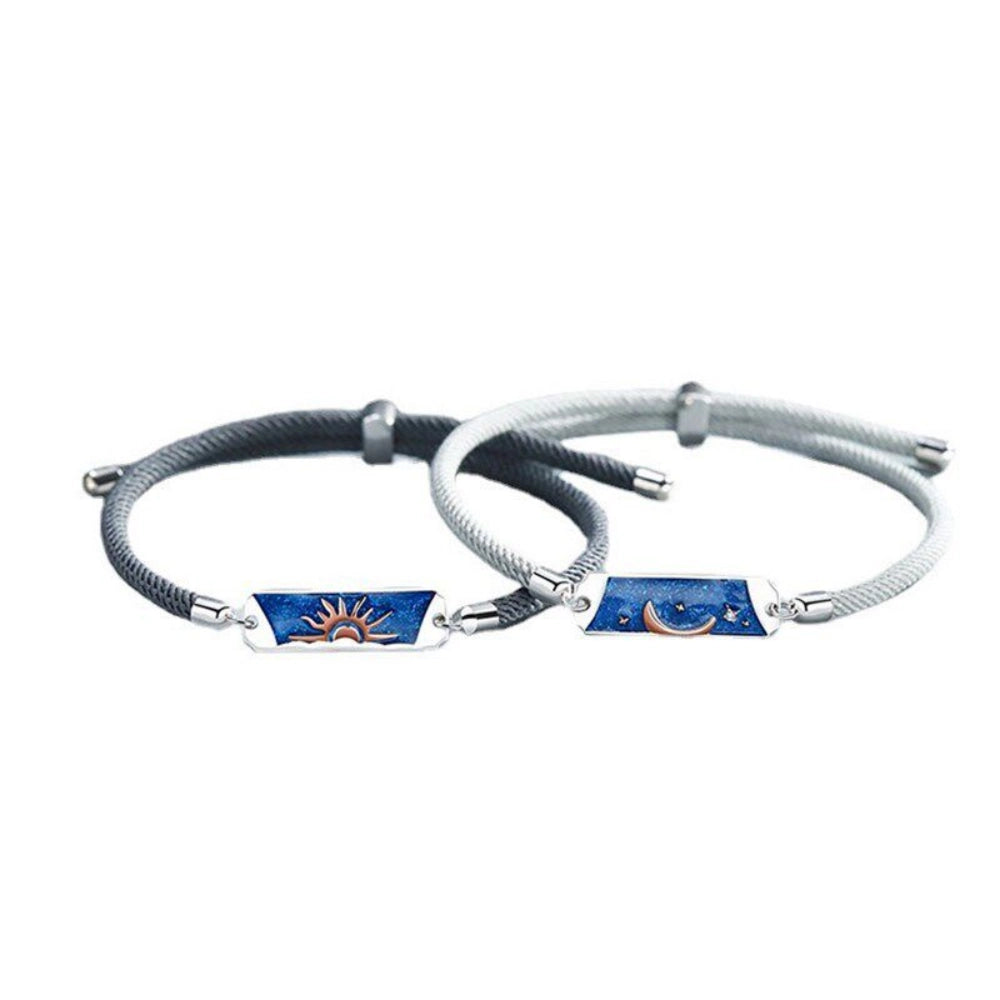 bimg_278_0 Sun And Moon Matching Couple Bracelets In Sterling Silver And Rope