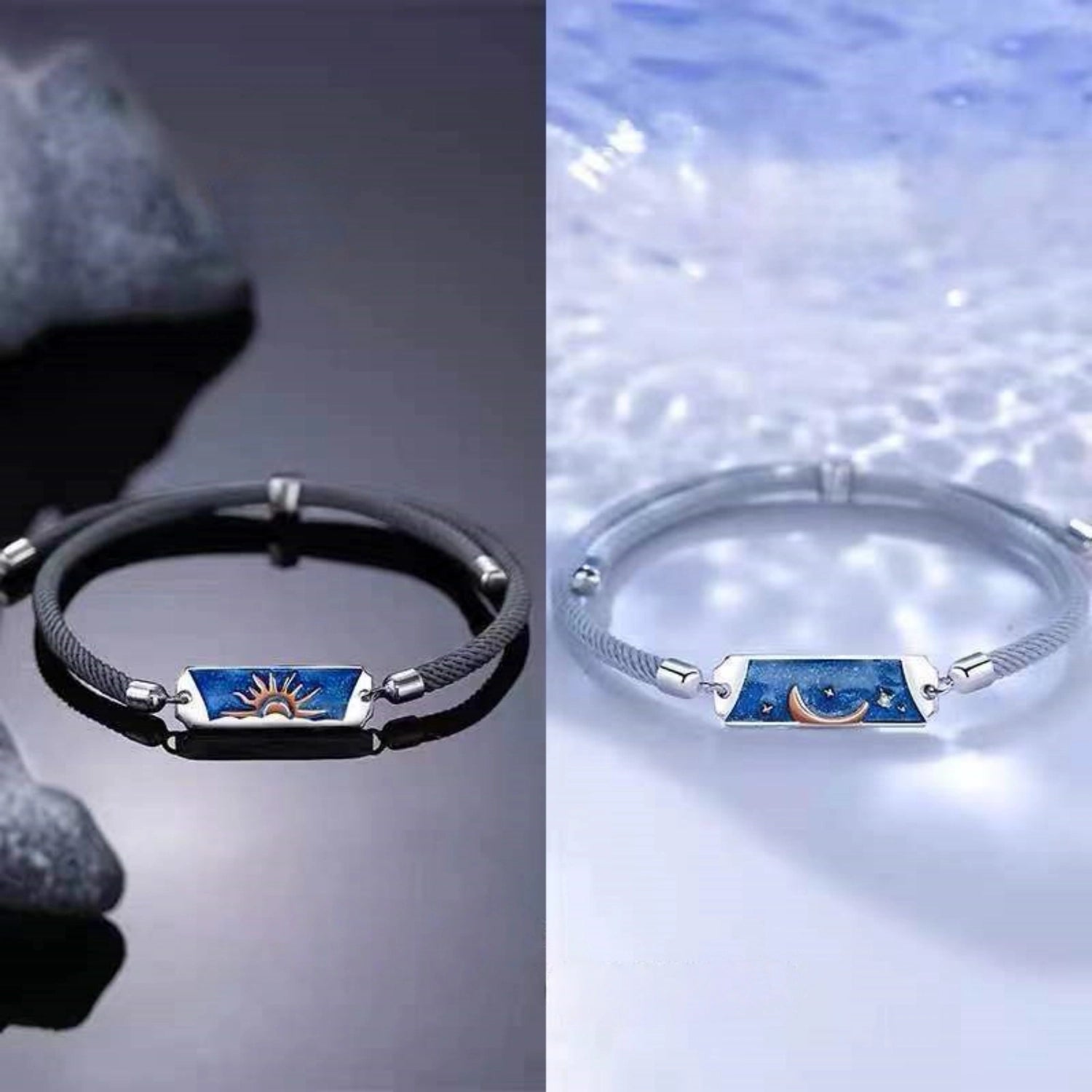 bimg_278_1 Sun And Moon Matching Couple Bracelets In Sterling Silver And Rope