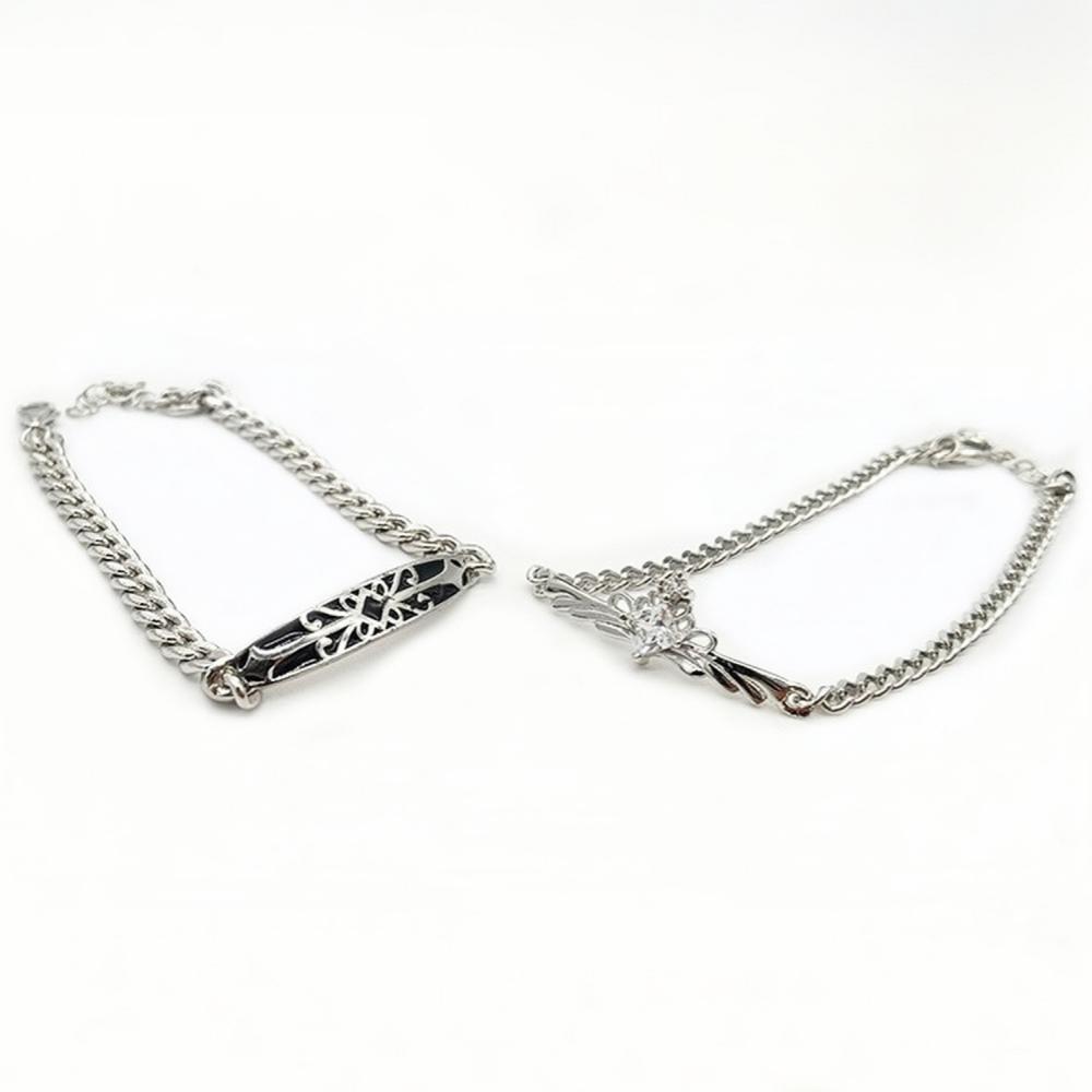 bimg_284_0 Engravable Princess And Knight Matching Couple Bracelets In Sterling Silver