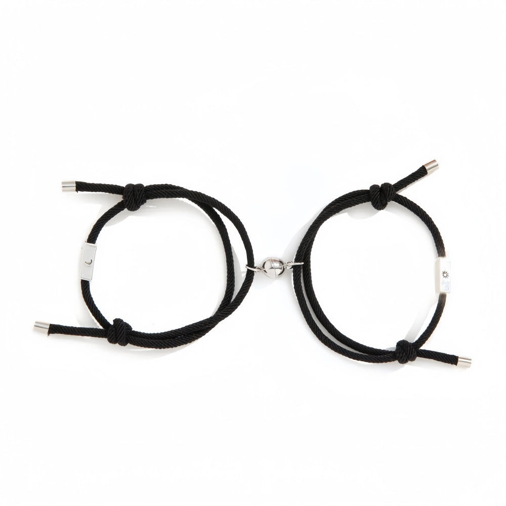 Unique Sun And Moon Rope Charm Magnetic Bracelets For Couples