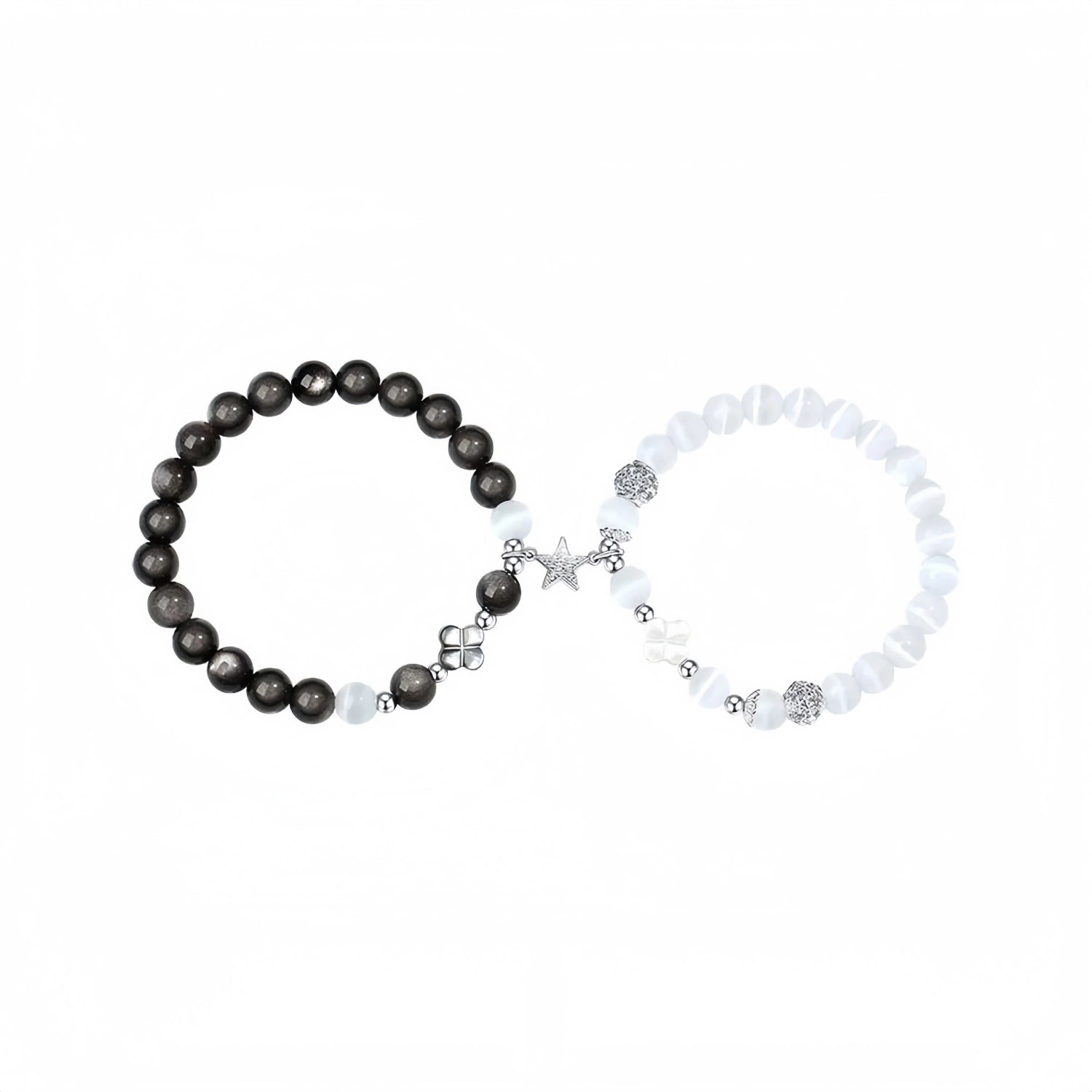 bimg_295_1 Four Leaf Clover Magnetic Star Long Distance Couple Beaded Bracelets