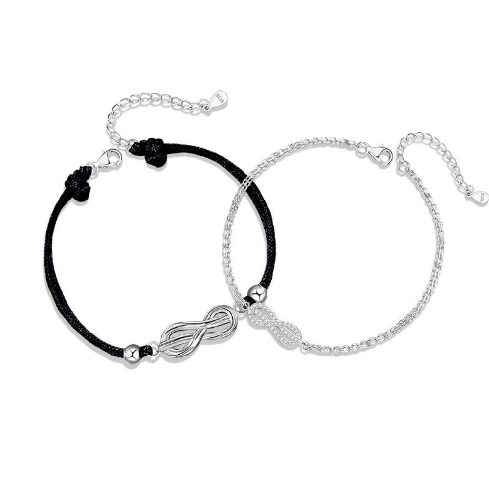 Unique Infinity Knot Charm Bracelets For Couples In Sterling Silver