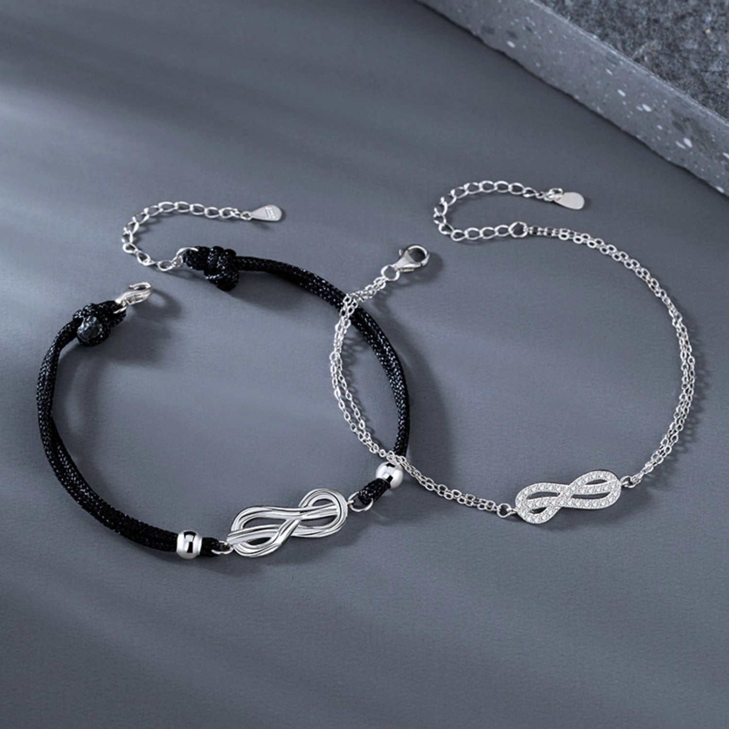 Unique Infinity Knot Charm Bracelets For Couples In Sterling Silver