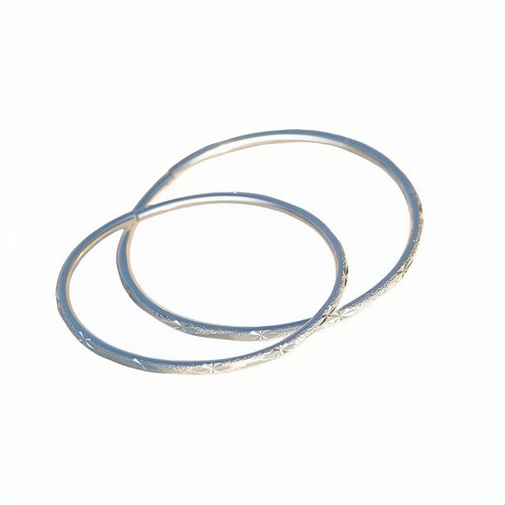 Adjustable Matching Frosted Couple Bangles In Sterling Silver