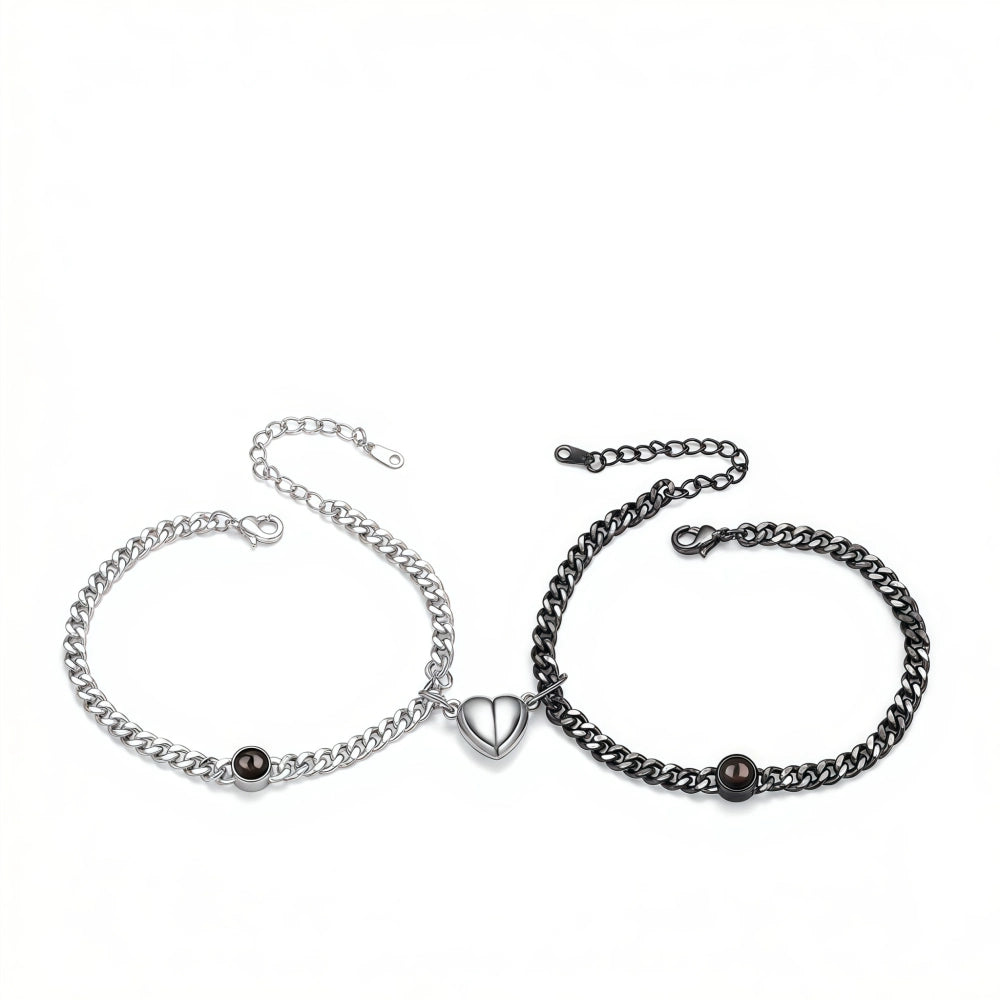 bimg_316_0 Magnetic Heart Photo Projection Couple Cuban Chain Bracelets