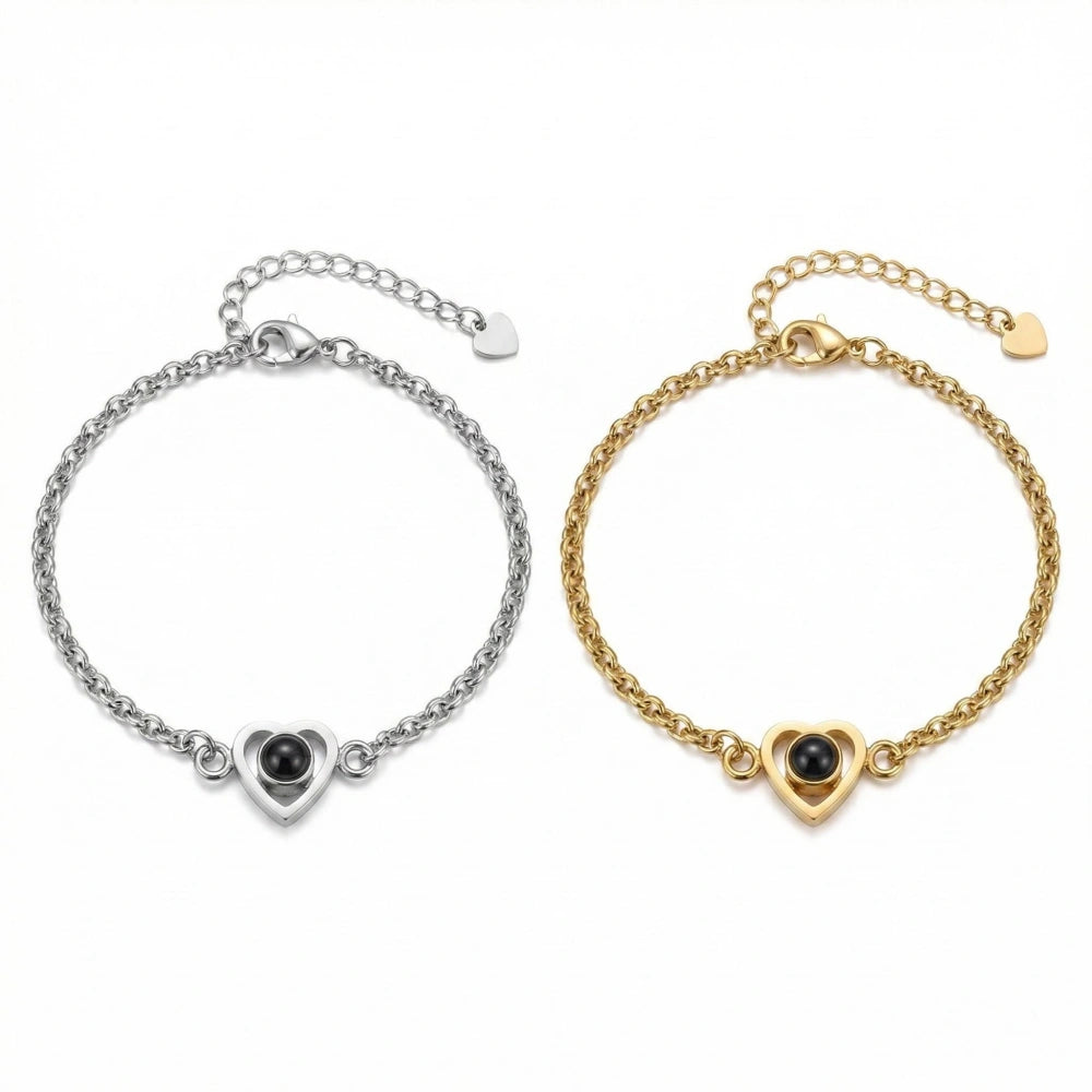 bimg_318_0 Personalized Heart Photo Projection Oval Cable Chain Couple Bracelets