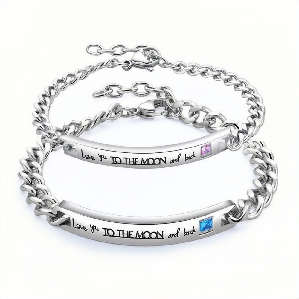 bimg_323_0 Engravable Love You To The Moon And Back Matching Couple Bracelets In Titanium