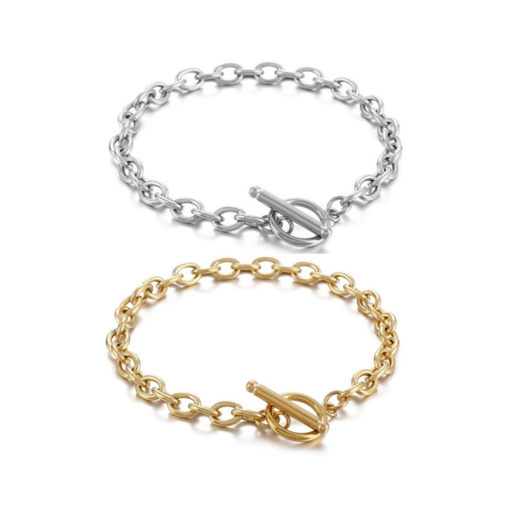 bimg_327_0 Titanium Toggle Clasp Link Chain Bracelets For Couples