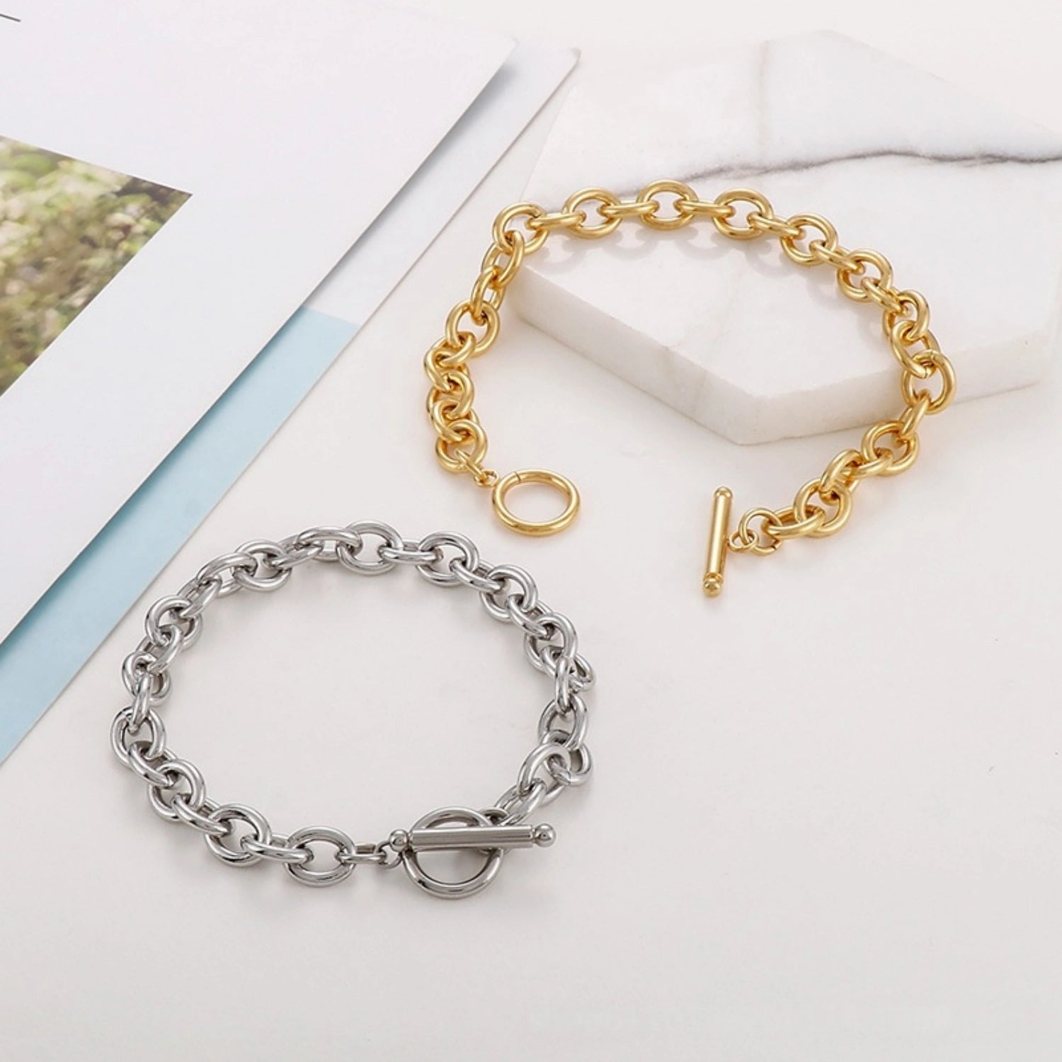 bimg_327_1 Titanium Toggle Clasp Link Chain Bracelets For Couples