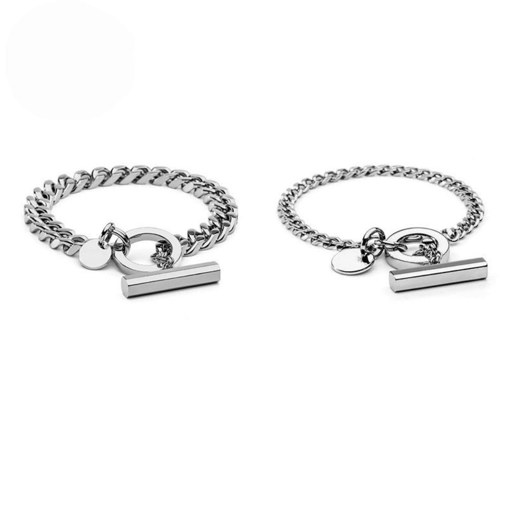 bimg_328_0 Engravable Titanium Cuban Link Toggle Clasp Couple Bracelets