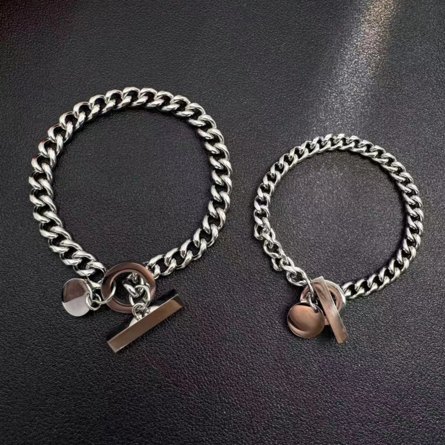 bimg_328_1 Engravable Titanium Cuban Link Toggle Clasp Couple Bracelets