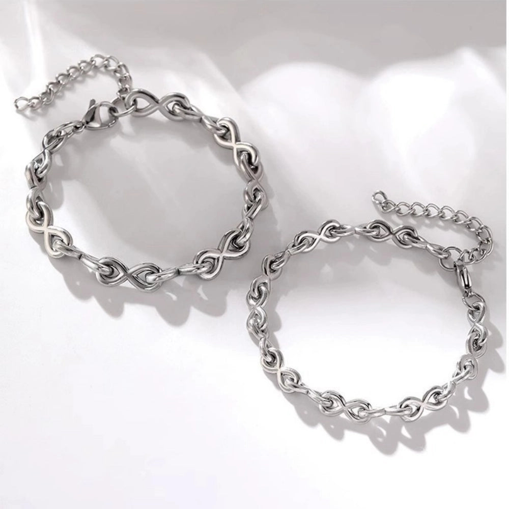 bimg_330_0 Titanium Love Knot Infinity Chain Bracelets For Couples