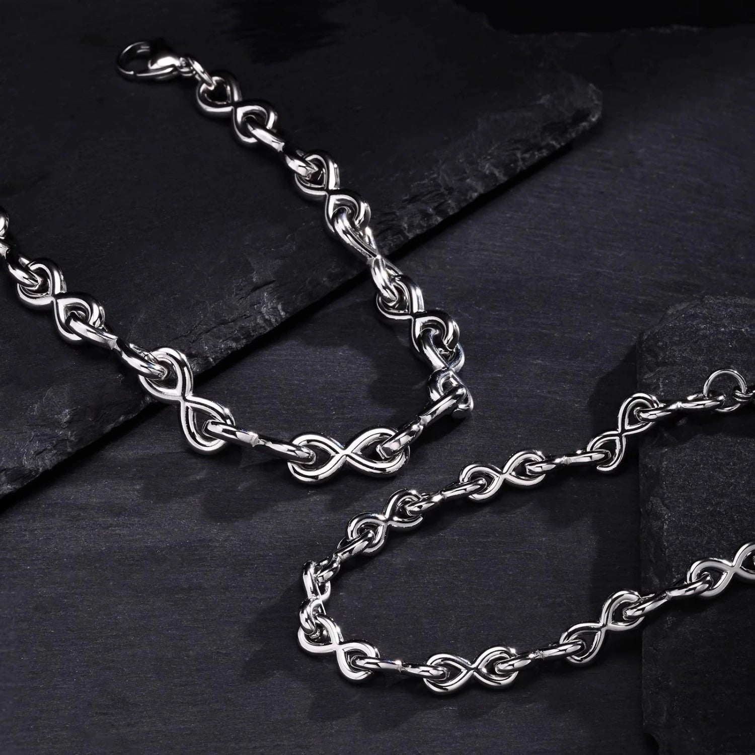 bimg_330_1 Titanium Love Knot Infinity Chain Bracelets For Couples
