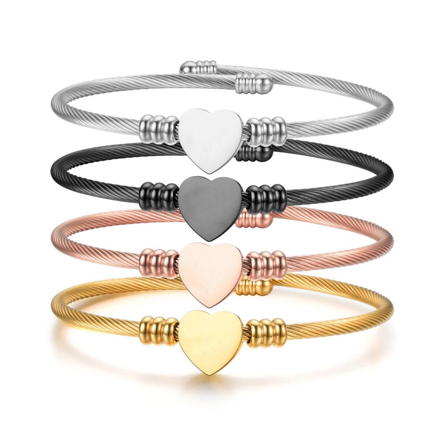 bimg_335_1 Personalized Engravable Cable Wire Heart Couple Bangle Bracelets