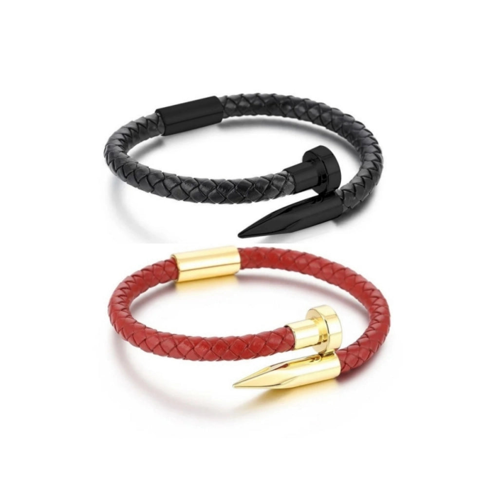 bimg_337_0 Unique Braided Leather Nail Cuff Bracelets For Couples
