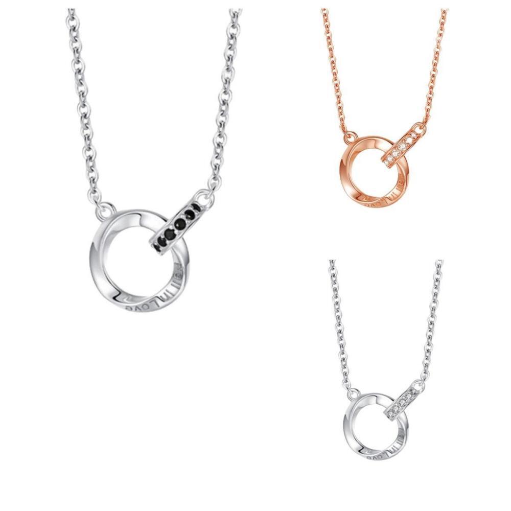 Unique Infinity Love Matching Interlocking Ring Couple Necklaces In Sterling Silver