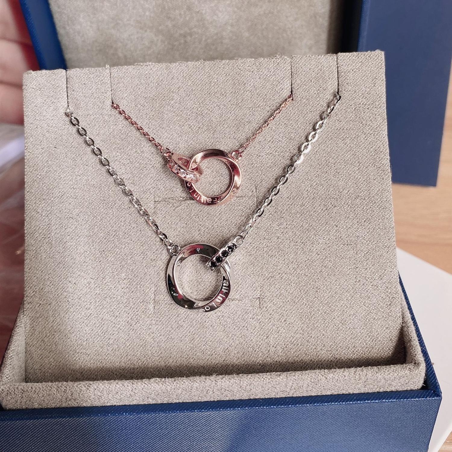 Unique Infinity Love Matching Interlocking Ring Couple Necklaces In Sterling Silver