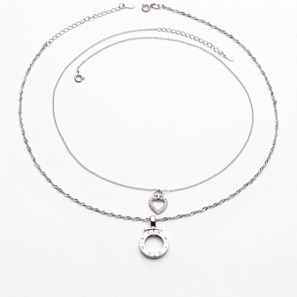 Unique Heart Lock And Key Necklace For Couples In Sterling Silver