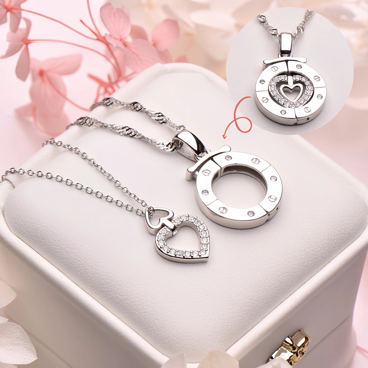 Unique Heart Lock And Key Necklace For Couples In Sterling Silver