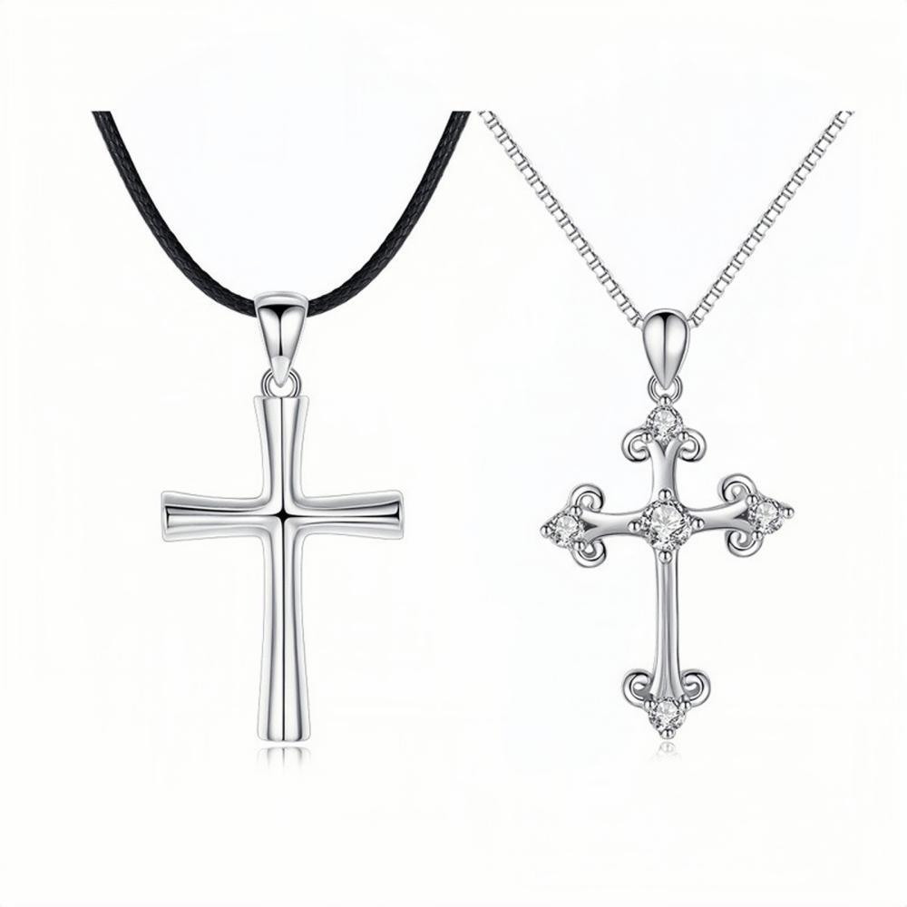 bimg_372_0 Engravable Matching Cross Necklace For Couples In Sterling Silver