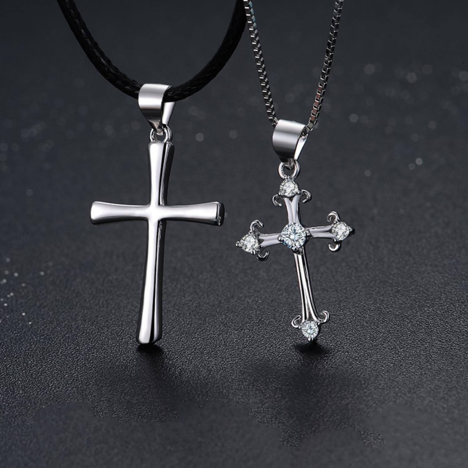 bimg_372_1 Engravable Matching Cross Necklace For Couples In Sterling Silver