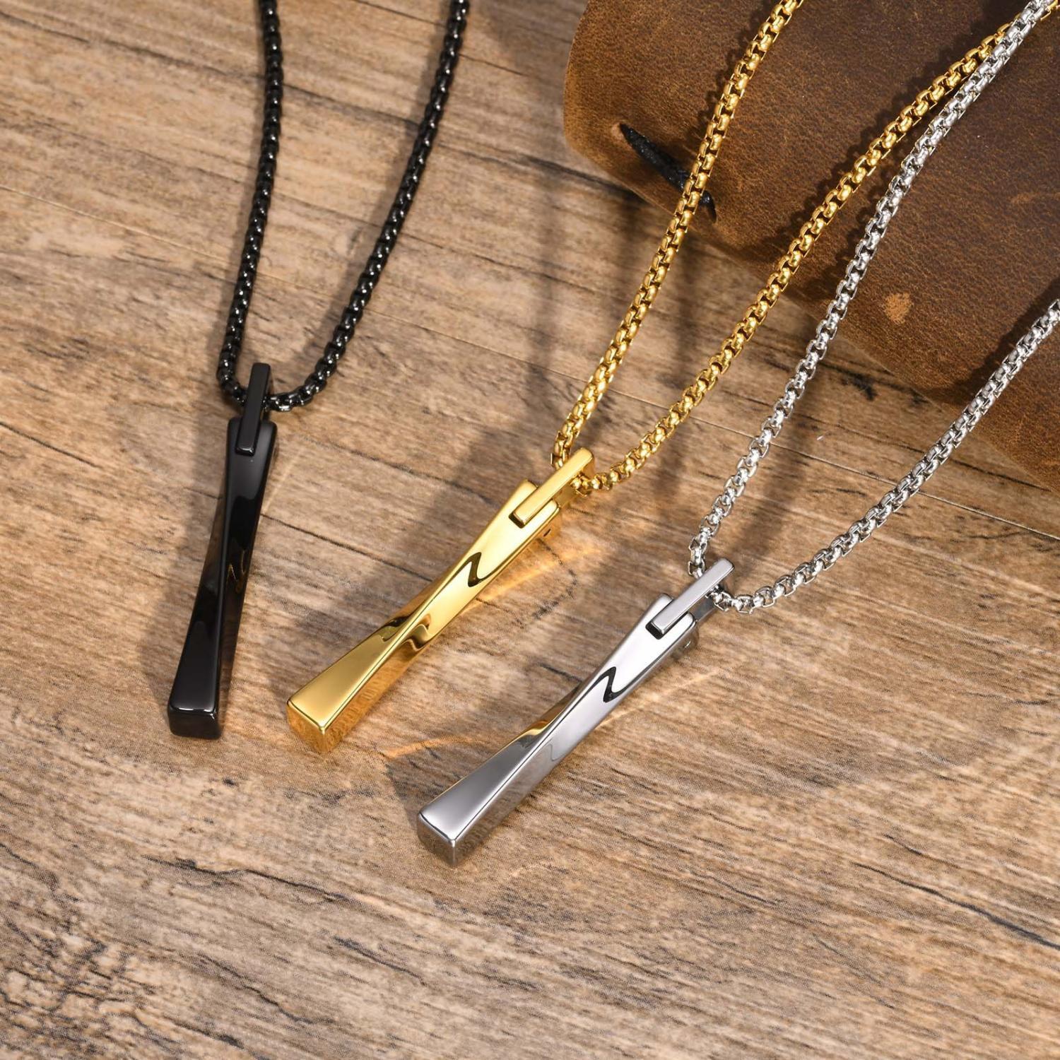 Engravable Matching Infinity Bar Necklace For Couples In Tungsten